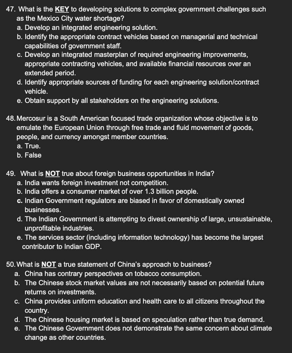 47. What is the KEY to developing solutions to