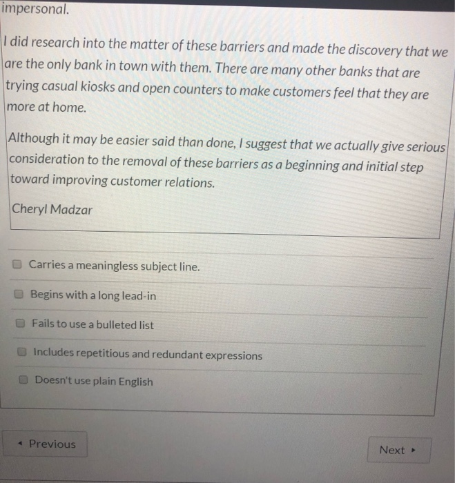 Select four weaknesses found during a revision,