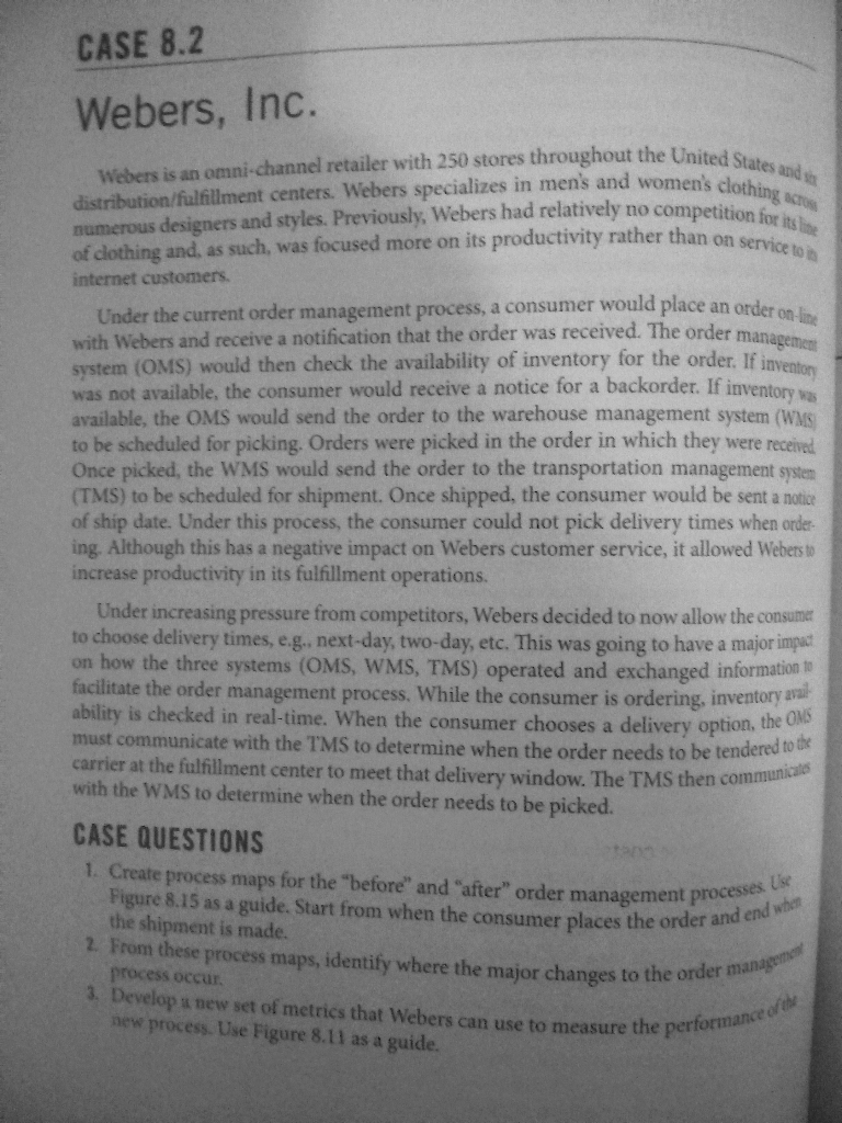 Figures mentioned: CASE 8.2 Webers, Inc. the