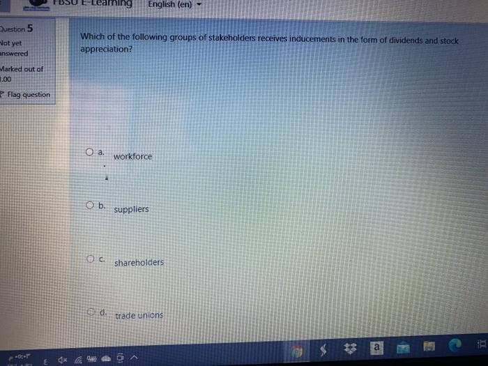 eaming English (en) Question 5 lot yet Which of