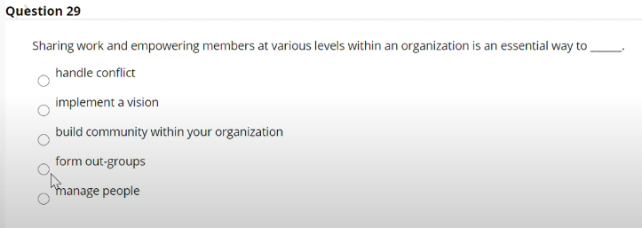 Question 29 Sharing work and empowering members