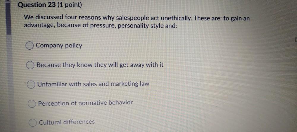 Question 21 (1 point) We discussed several