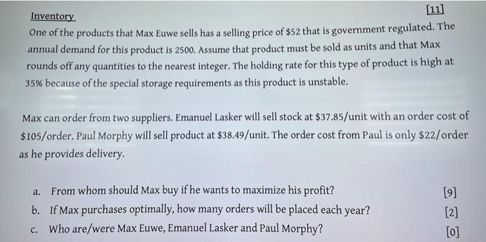 please answer asap Inventory [11] One of the