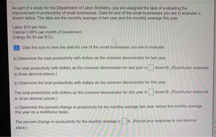 As part of a study for the Department of Labor