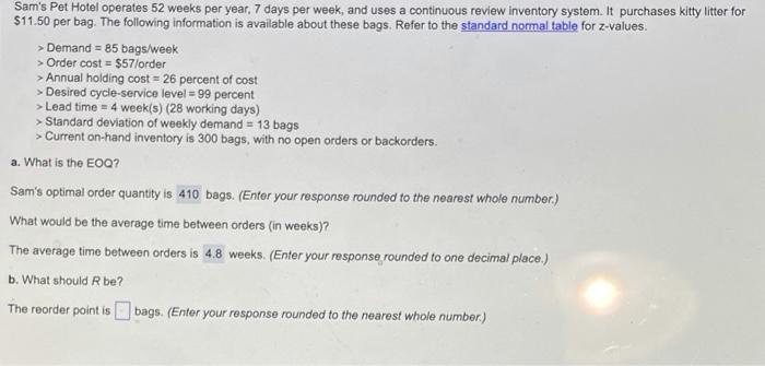 please show work (: Sam's Pet Hotel operates 52