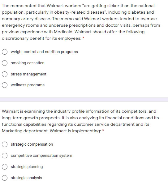 Case Study: Walmart An internal memo sent to