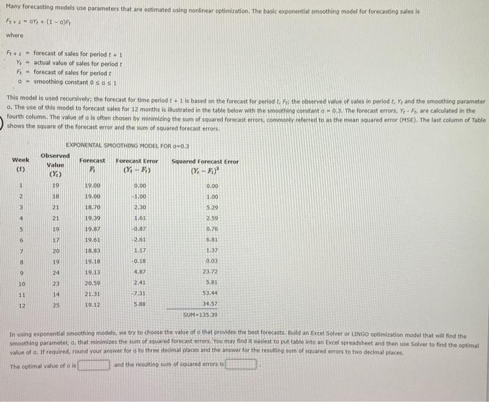 Many forecasting models use parameters that are