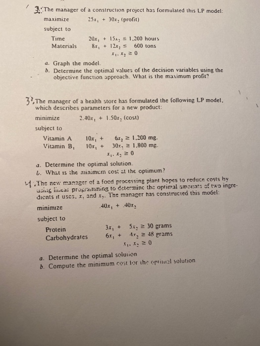 The manager of a construction project has