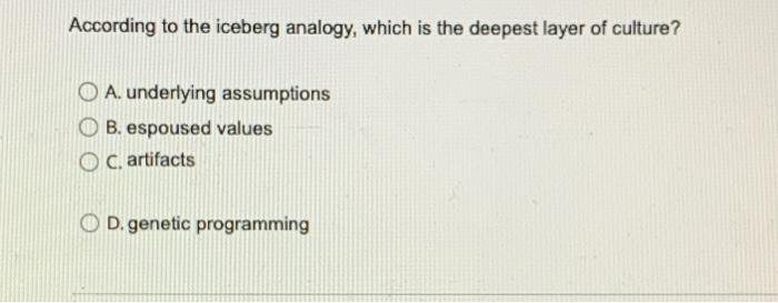 According to the iceberg analogy, which is the