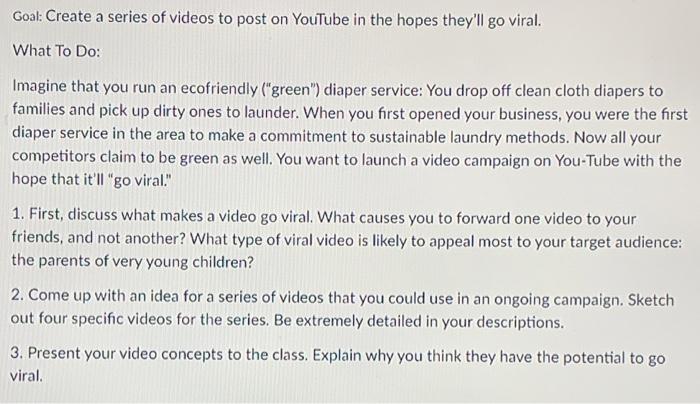 Goal: Create a series of videos to post on