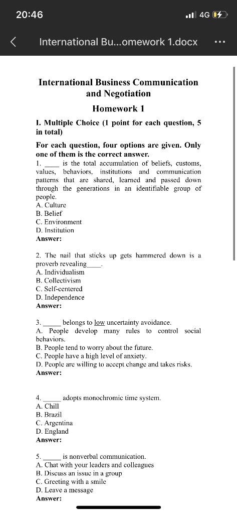 20:46 ..l 4G 12 International Bu...omework 1.docx