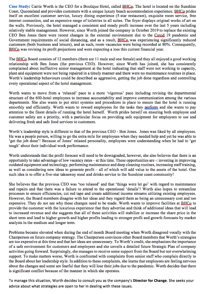 Refer to the case study. Work design is focussed