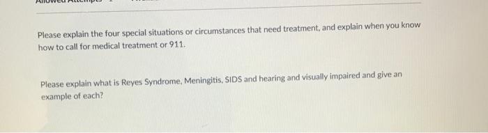 Please explain the four special situations or