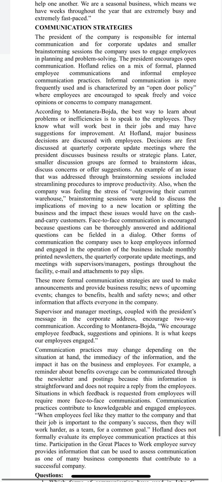 acro COMMUNICATION STRATEGIES John G. Hofland