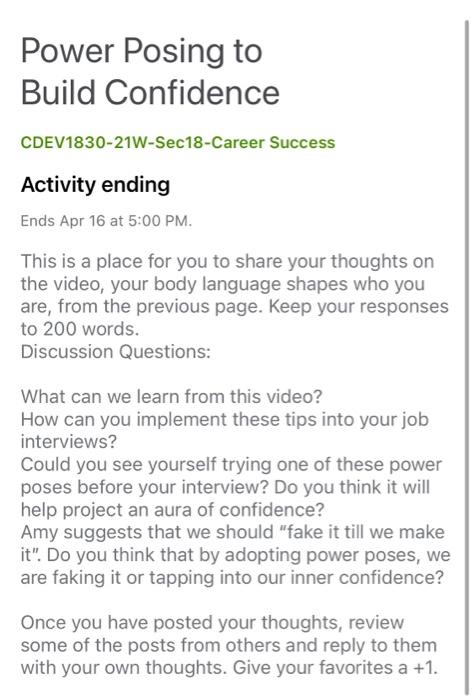 Power Posing to Build Confidence