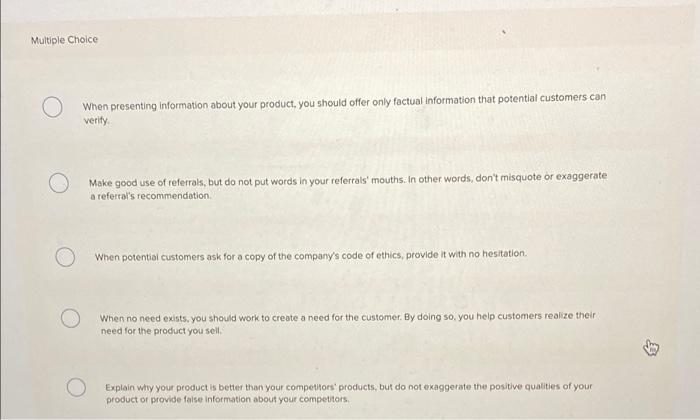 MC Qu. 55 Noor accepts a job as a sales rep for a