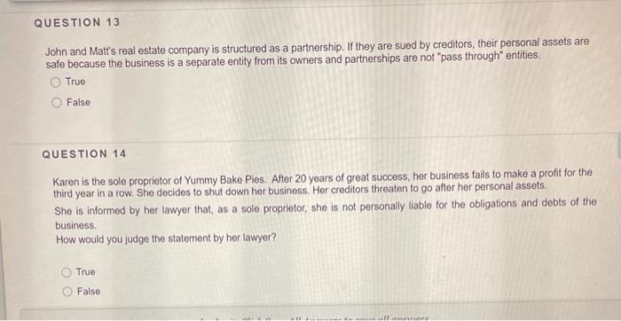QUESTION 13 John and Matt's real estate company