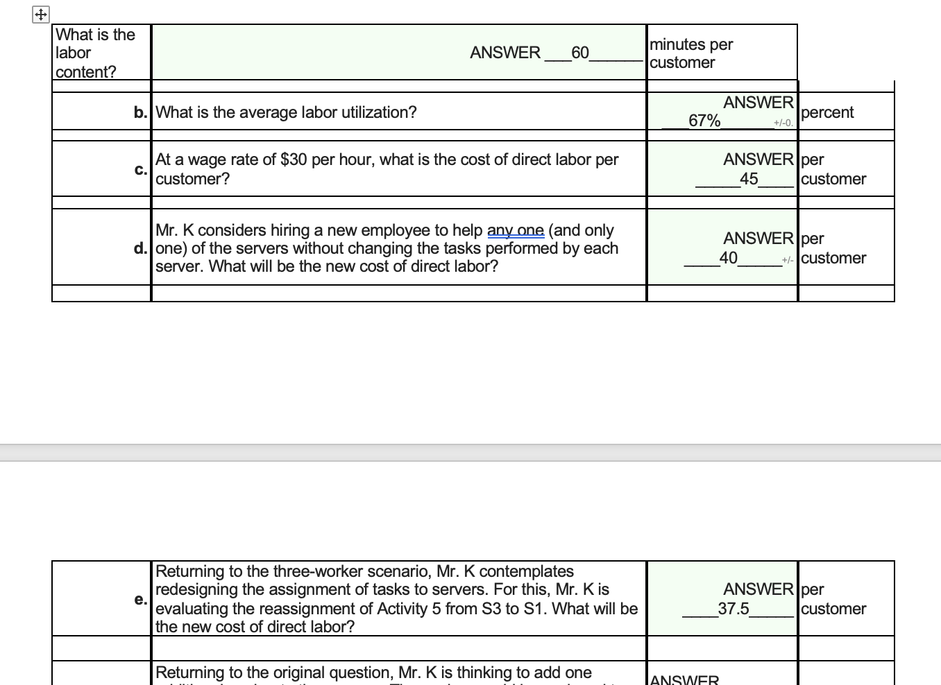 I only need help with problem F,G,H Mr. K's is a