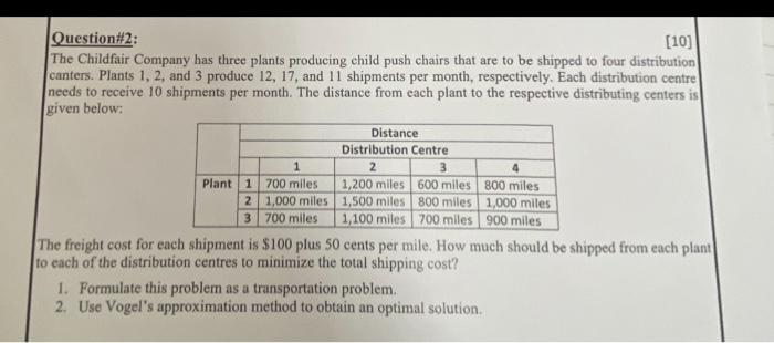 Question#2: [10] The Childfair Company has three