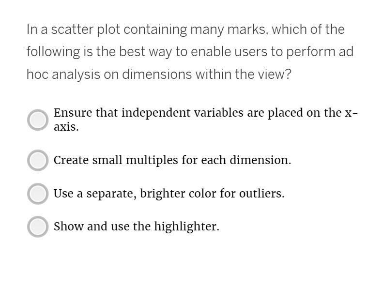 Tableau questions hs Which of the following