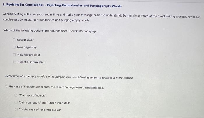 2. Revising for Conciseness - Rejecting