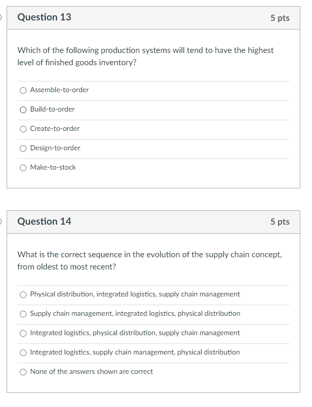 Question 13 5 pts Which of the following