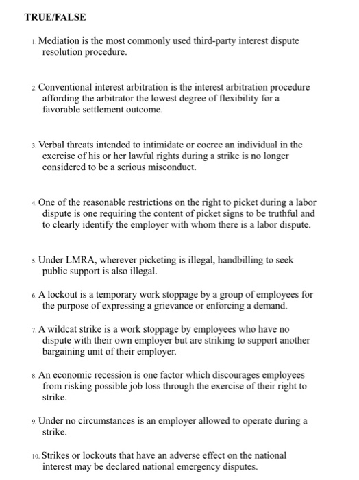 true/false TRUE/FALSE 1. Mediation is the most