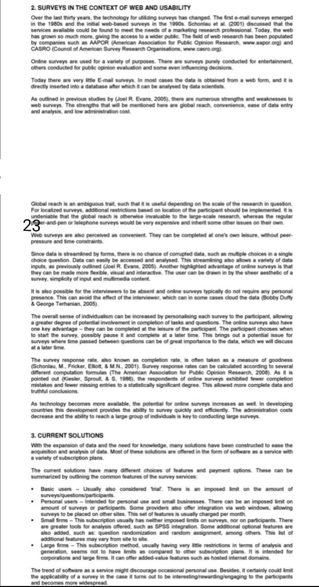 2. SURVEYS IN THE CONTEXT OF WEB AND USABILITY