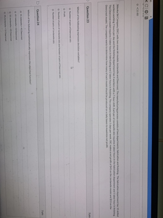 X COD -C11-05 Sklenka Ski Company (SSC) sells two