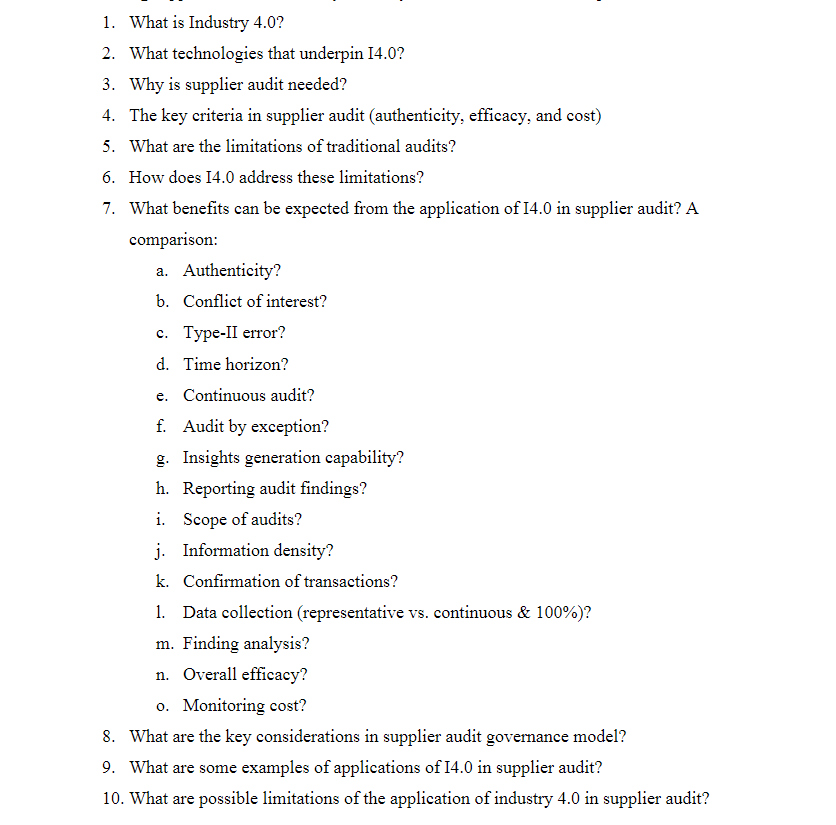 1. What is Industry 4.0? 2. What technologies