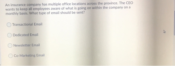 An insurance company has multiple office