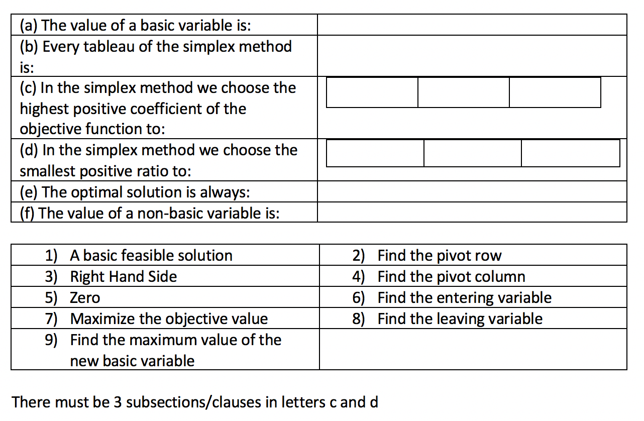 Match the number with its respective answer. (a)