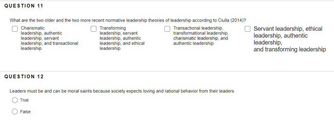 QUESTION 11 What are the two older and the two