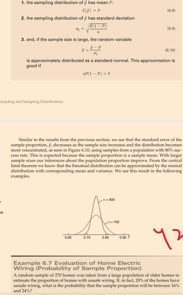 b (6.8) 1. the sampling distribution of p has