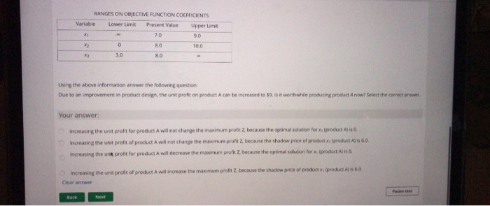 A company that manufactures three products, AB