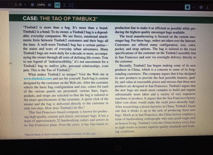 Course is Operation Management 1/2 > 198% OHI