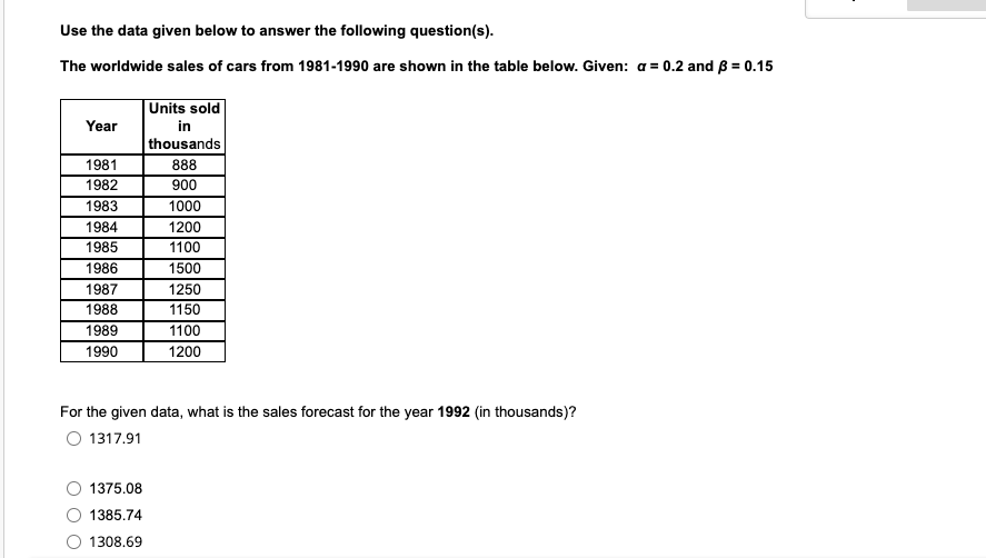 Use the data given below to answer the following