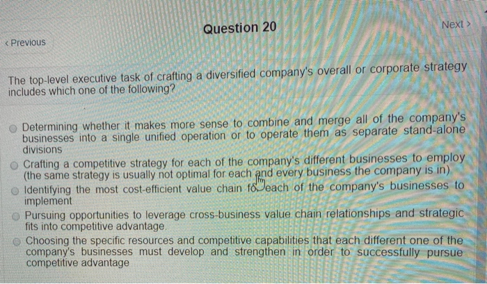 Next > Question 20 < Previous The top-level