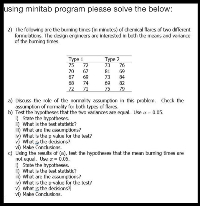 Please help to solve using Minitab: using minitab