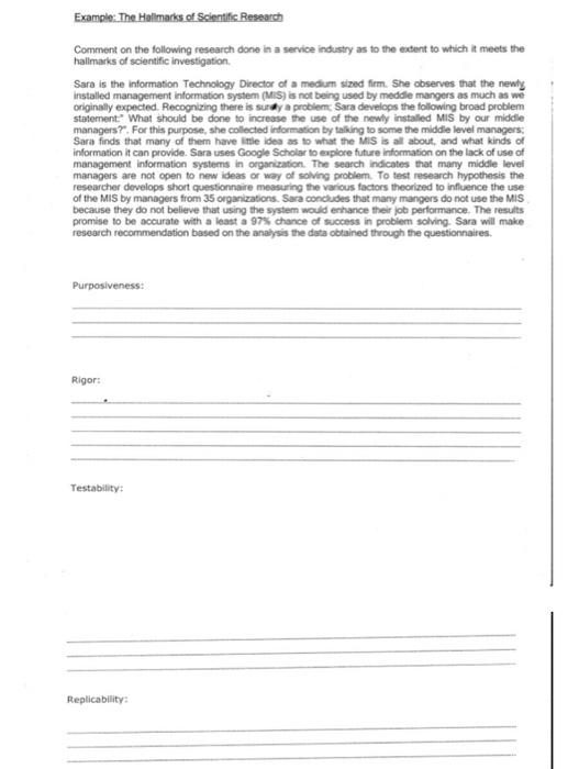 Example: The Hallmarks of Scientific Research