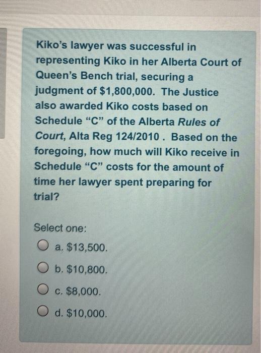 Kiko's lawyer was successful in representing Kiko