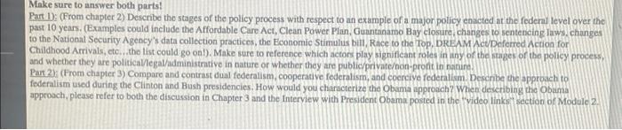 Make sure to answer both parts! Part 1): (From