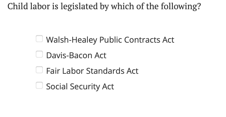 Child labor is legislated by which of the