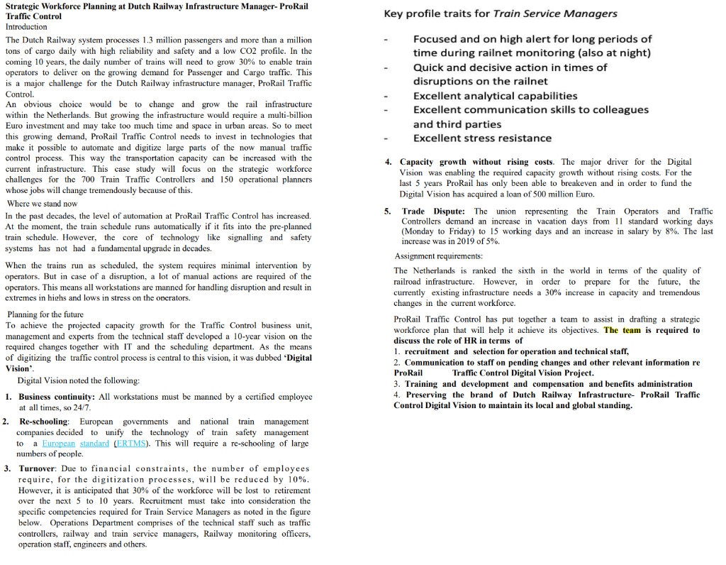 Key profile traits for Train Service Managers