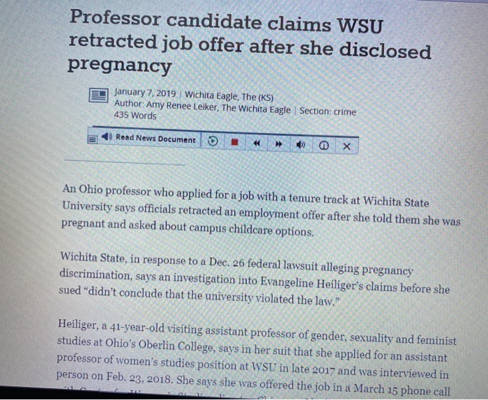 Professor candidate claims WSU retracted job