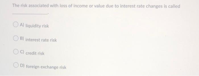 The risk associated with loss of income or value