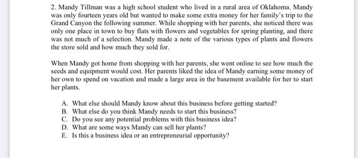 2. Mandy Tillman was a high school student who
