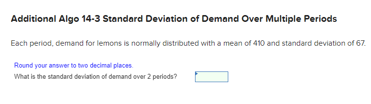 Additional Algo 14-3 Standard Deviation of Demand