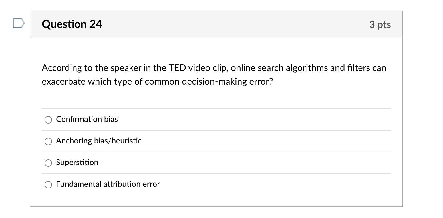 Question 24 3 pts According to the speaker in the