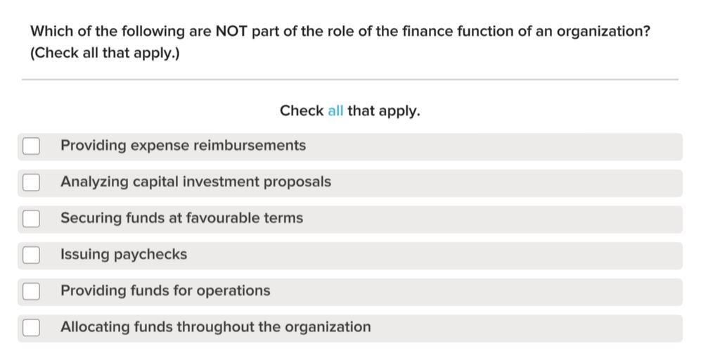 Which of the following are NOT part of the role
